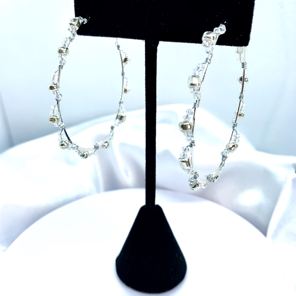 Custom Silver 1 1/2” Hoop Earrings